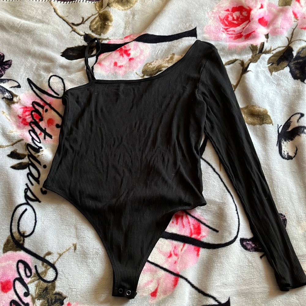 American Eagle XL Black one shoulder bodysuit